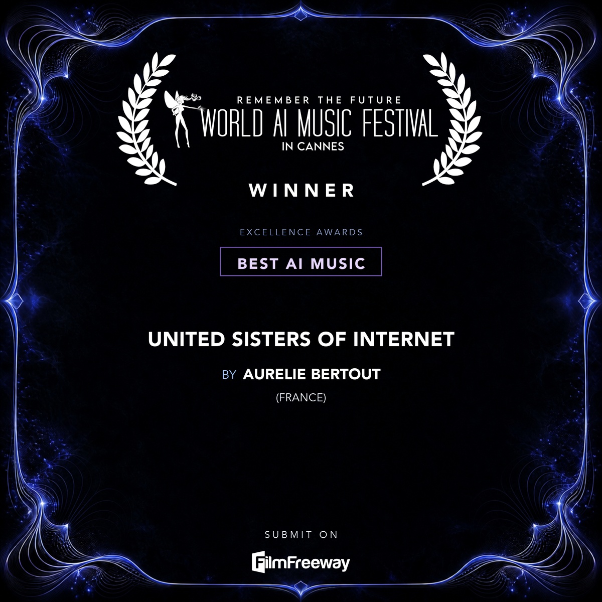 waimf-gagnants-aout-2026-01-best-ai-music Gagnant d'août 2026 du World AI Music Festival in Cannes — Best AI Music : United Sisters of Internet, Aurelie Bertout (France)