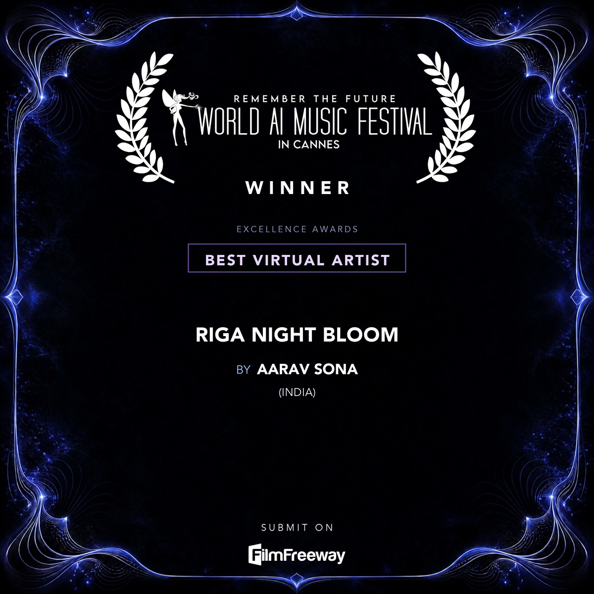 waimf-gagnants-aout-2026-13-best-virtual-artist Gagnant d'août 2026 du World AI Music Festival in Cannes — Best Virtual Artist : Riga Night Bloom, Aarav Sona (India)