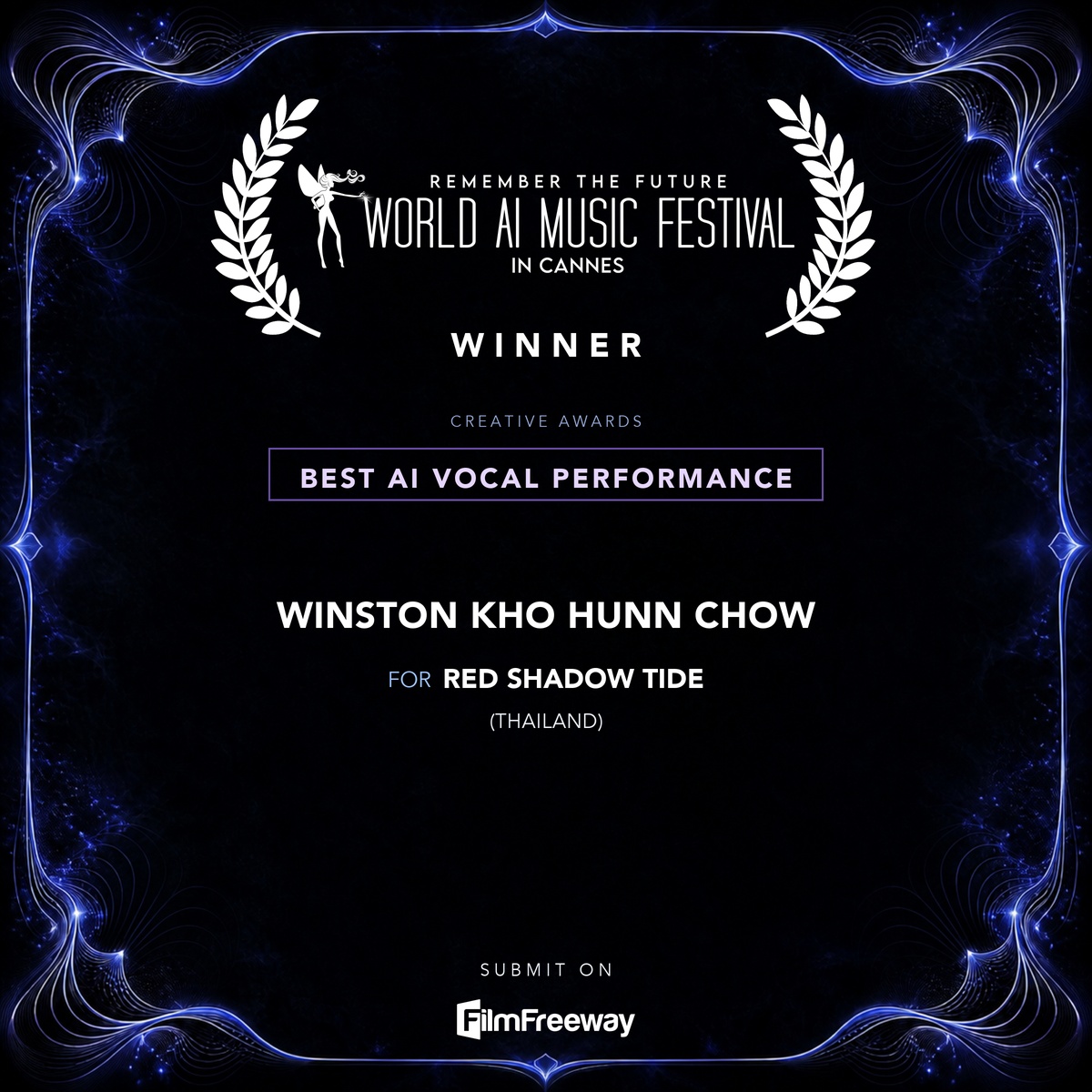 waimf-gagnants-aout-2026-15-best-ai-vocal-performance Gagnant d'août 2026 du World AI Music Festival in Cannes — Best AI Vocal Performance : Winston Kho Hunn Chow pour Red Shadow Tide (Thailand)