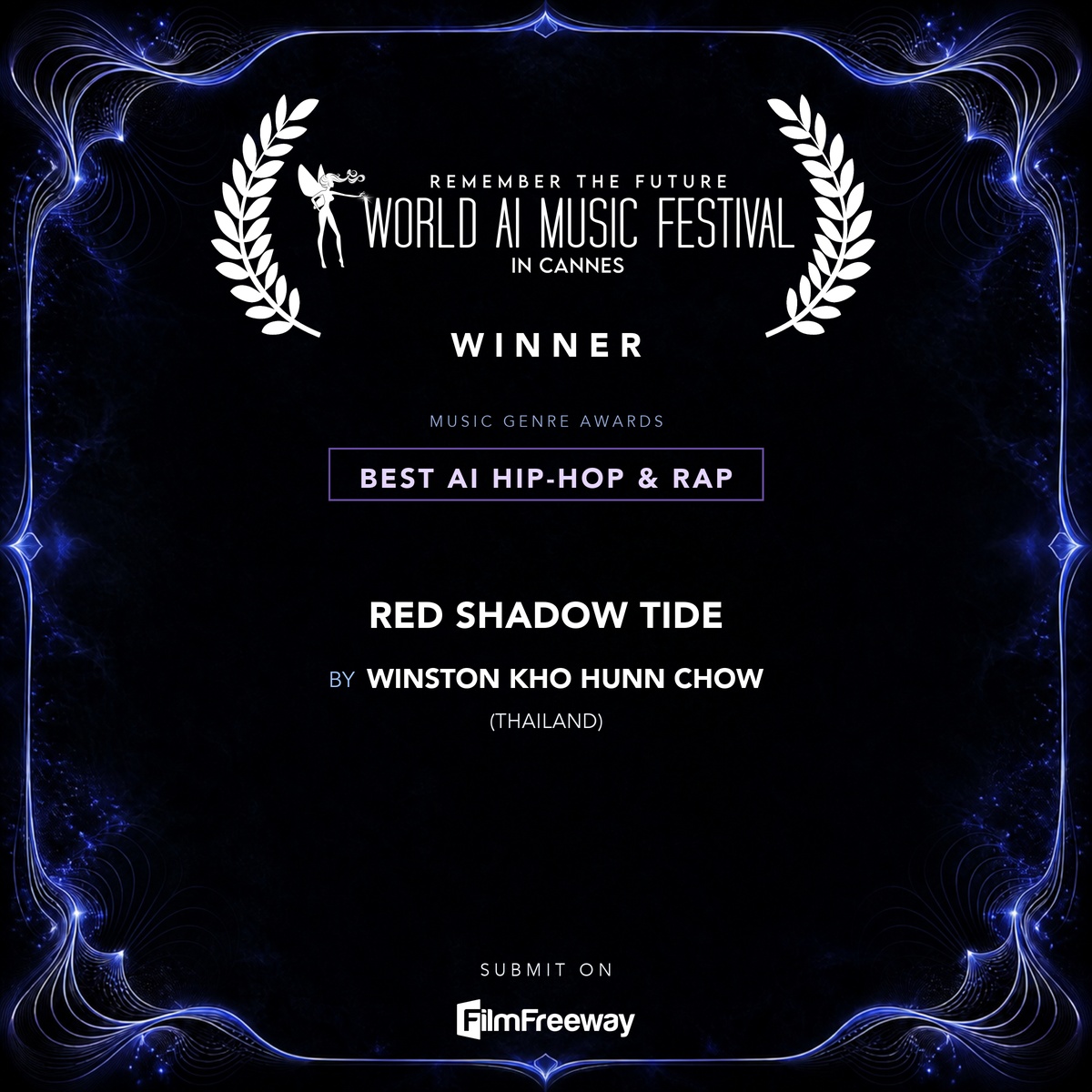 waimf-gagnants-aout-2026-20-best-ai-hip-hop-rap Gagnant d'août 2026 du World AI Music Festival in Cannes — Best AI Hip-Hop & Rap : Red Shadow Tide, Winston Kho Hunn Chow (Thailand)