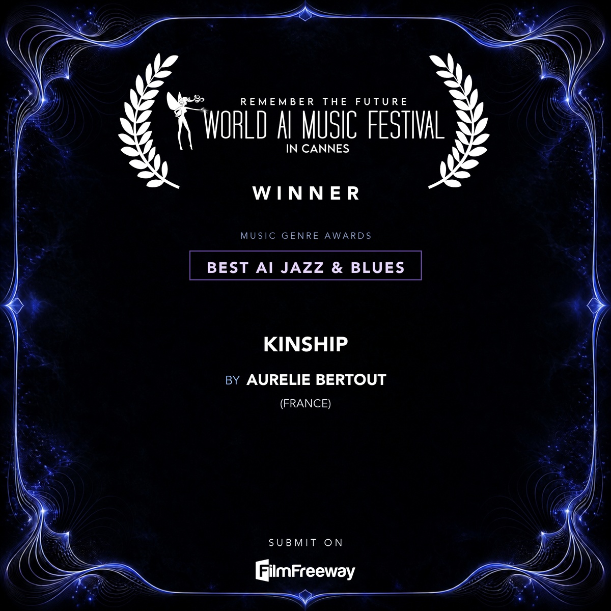 waimf-gagnants-aout-2026-23-best-ai-jazz-blues Gagnant d'août 2026 du World AI Music Festival in Cannes — Best AI Jazz & Blues : Kinship, Aurelie Bertout (France)