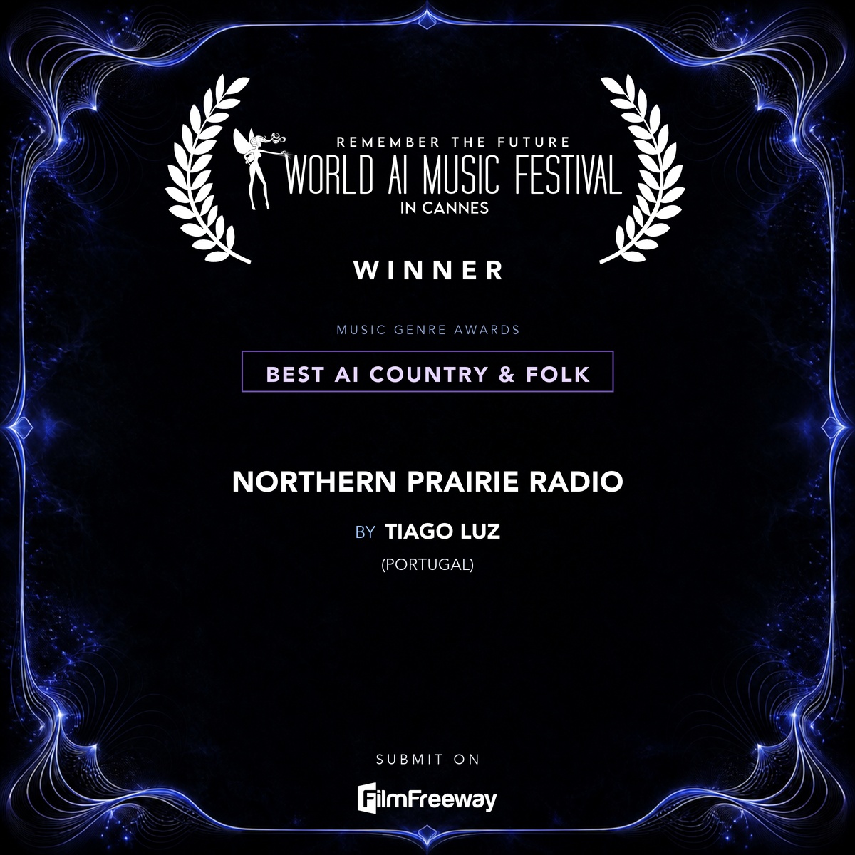 waimf-gagnants-aout-2026-26-best-ai-country-folk Gagnant d'août 2026 du World AI Music Festival in Cannes — Best AI Country & Folk : Northern Prairie Radio, Tiago Luz (Portugal)